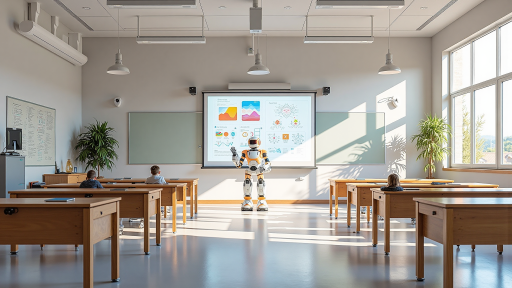 教育场景，教室环境，学生使用电脑学习编程，教师指导，明亮自然光效果